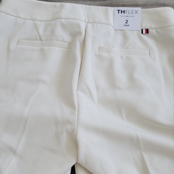 NWT Tommy Hilfiger Crop Pants Size 2 Cream Color Wide Leg - Picture 5 of 6